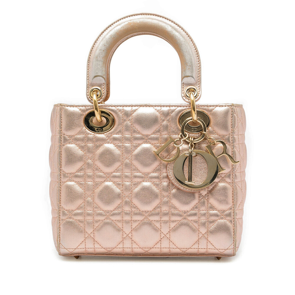 Pre-Loved Dior Small Metallic Lambskin Cannage My ABCDior Lady Dior